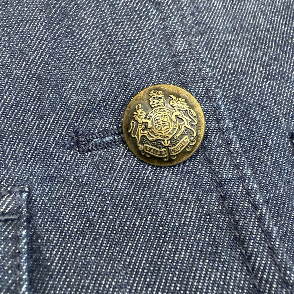 Ralph Lauren Women's Denim Blazer Crest Embossed Metal Buttons Blue‎ Size 6 NEW - Picture 3 of 9